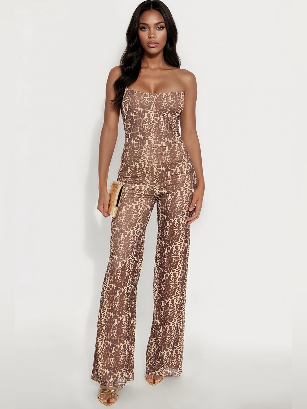 Leopard Print Corset Jumpsuit - Leopard